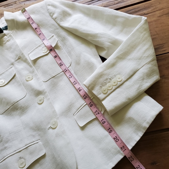 Lauren Ralph Lauren White Linen Lined Jacket Blazer Women's Size 6P - Picture 15 of 17